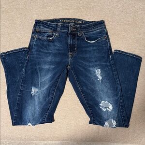 American Eagle Outfitters Women's Ripped Dark Blue Boyfriend Jeans